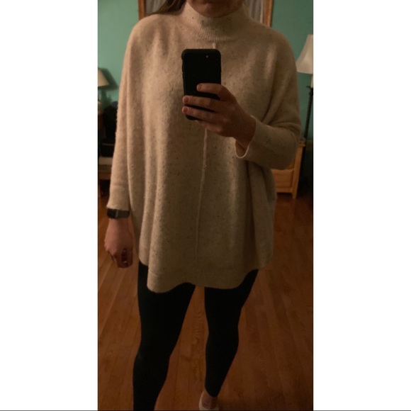 LOFT Oatmeal Speckled Flecked Mock Neck Sweater M - Picture 4 of 4